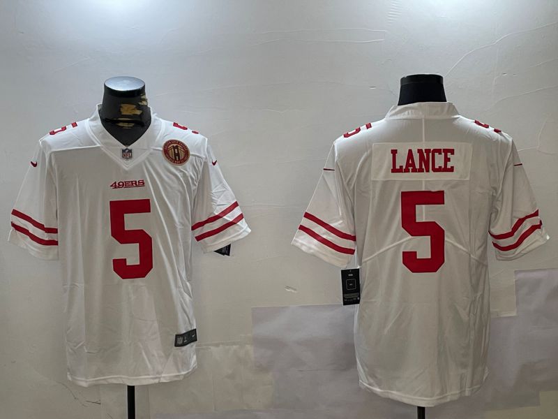Men San Francisco 49ers 5 Lance White Second generation 2024 Nike Limited NFL Jersey style 10